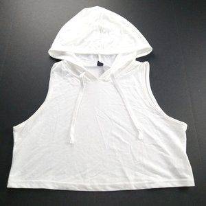 Shein Women's Sleeveless Cropped Hoodie Size Medium White Lightweight Top